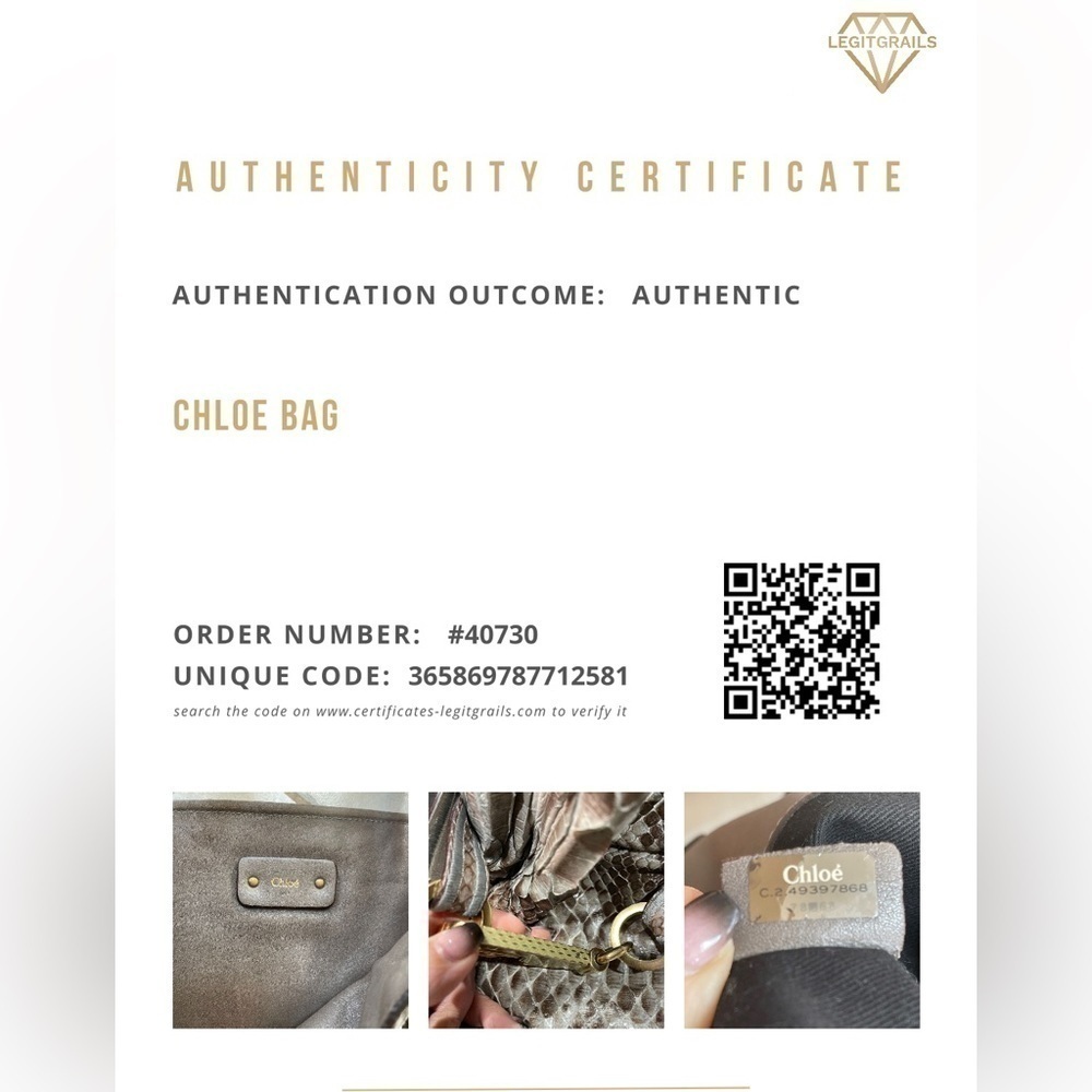 Chloe - Joan Bucket Bag Taupe Python Leather Auth… - image 2